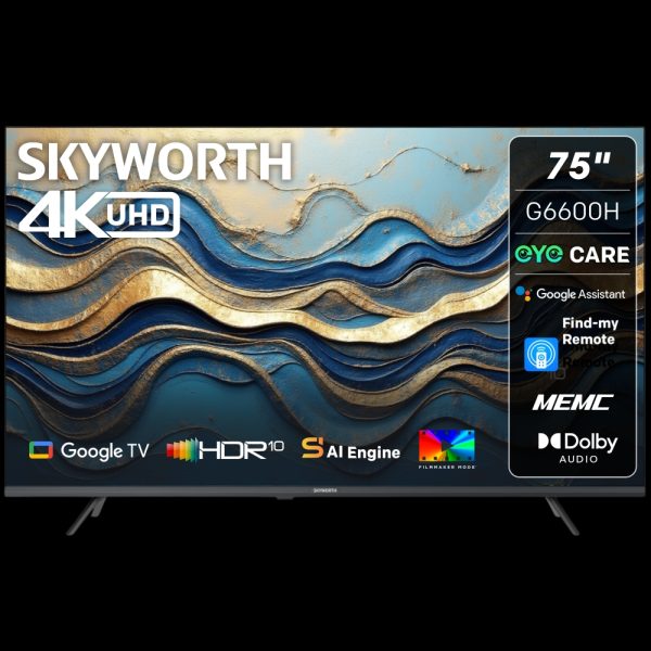 Skyworth 75" G6600H 4K UHD Google Smart TV with Eye Care