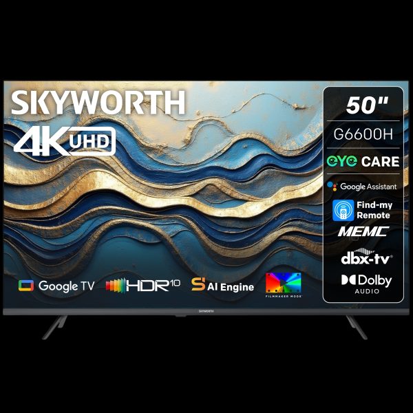 Skyworth 50" G6600H 4K UHD Google Smart Tv with Eye Care