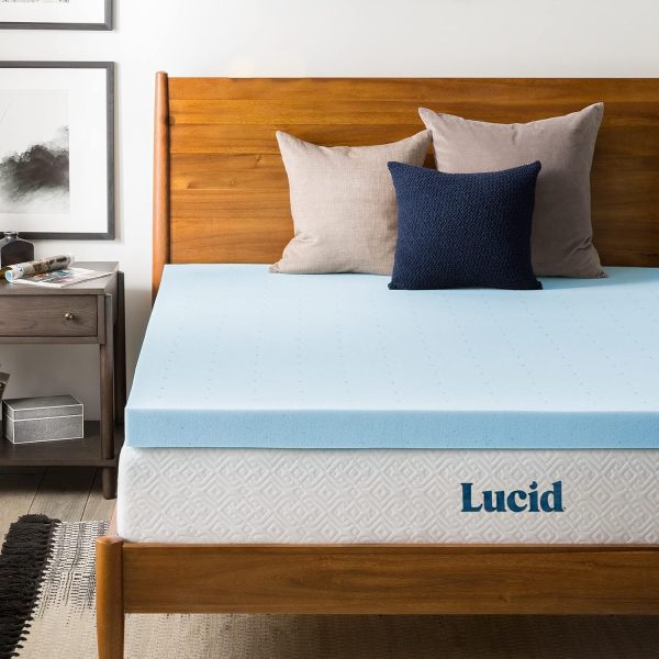Lucid 7.62 cm Mattress Topper Full - Gel Infused Memory Foam – Memory Foam Mattress Topper Full – Ventilated Design – CertiPur Certified