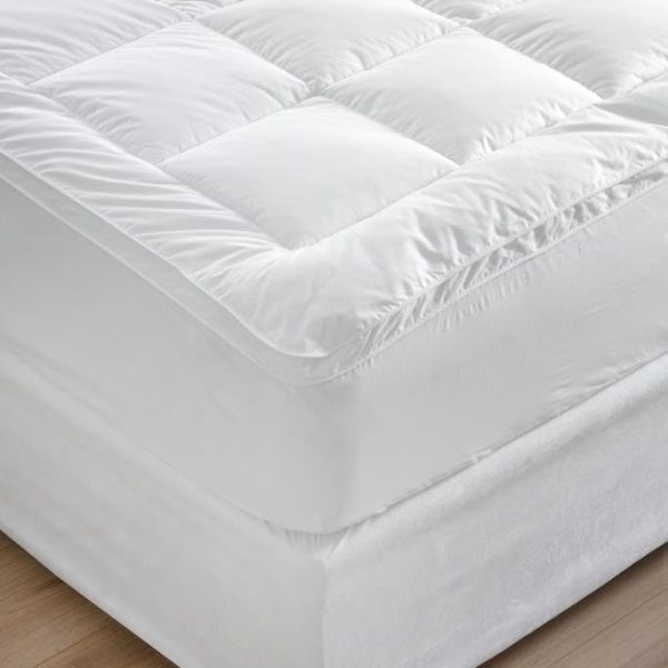 Miss Lyn Box Stitched Mattress Topper, 233 Thread Count 100% Cotton Downproof, White (Queen XL)