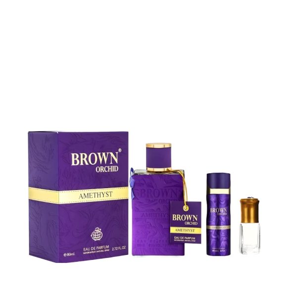 Brown Orchid Amethyst Eau de Parfum-80ml With Deodorant + Perfume Oil