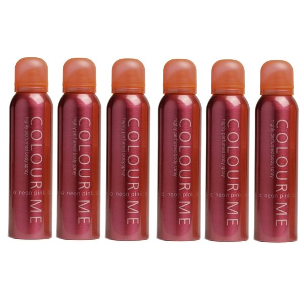 Colour Me Neon Pink Body Spray 6 Pack
