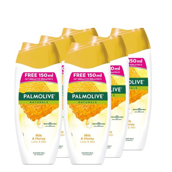 Palmolive Naturals Milk & Honey Shower Gel, Bulk Offer - 6 X 500ml