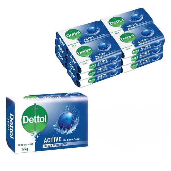 Dettol 12 x 175g, Hygiene Soap, Hand & Body, Active