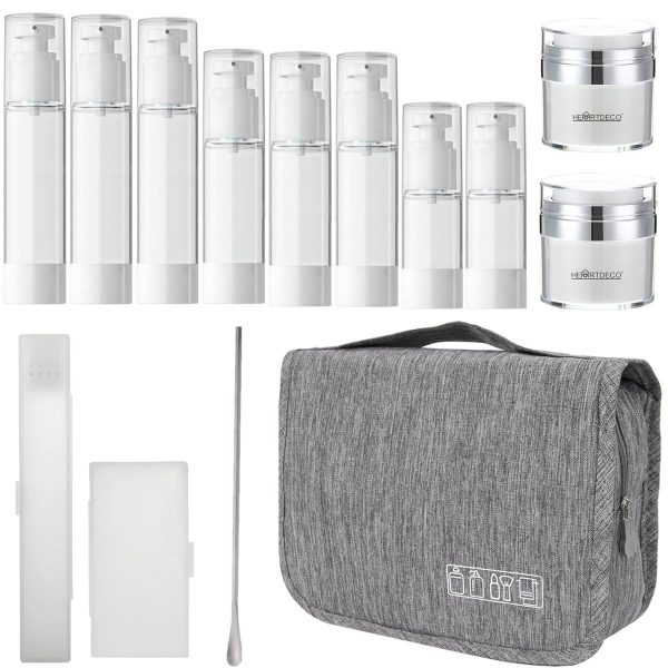 Heartdeco Airless Vacuum Travel Bottles & Toiletry Bag Set