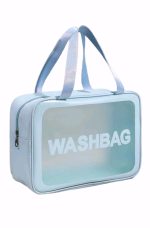 Frosted Large Capacity Waterproof Toiletry Bag With Handle - Blue