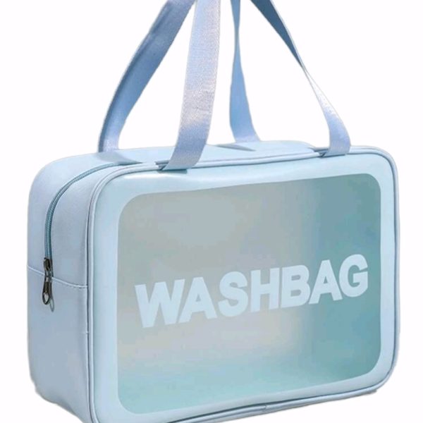 Frosted Large Capacity Waterproof Toiletry Bag With Handle - Blue