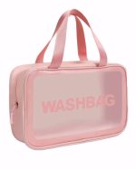 Frosted Large Capacity Waterproof Toiletry Bag with Handle - Pink