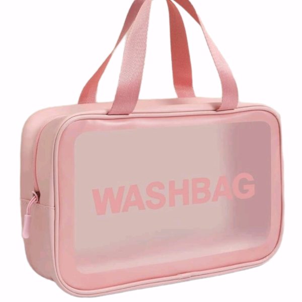 Frosted Large Capacity Waterproof Toiletry Bag with Handle - Pink