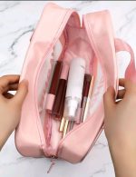 Frosted Large Capacity Waterproof Toiletry Bag with Handle - Pink - Image 2