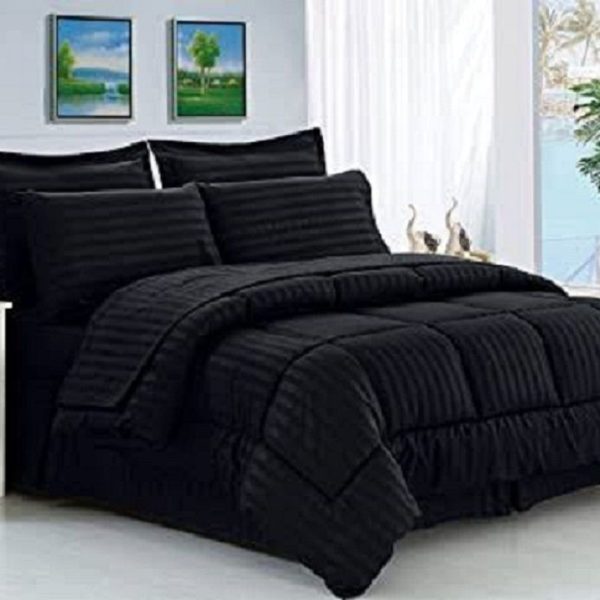 5 Piece Stripe Comforter Black