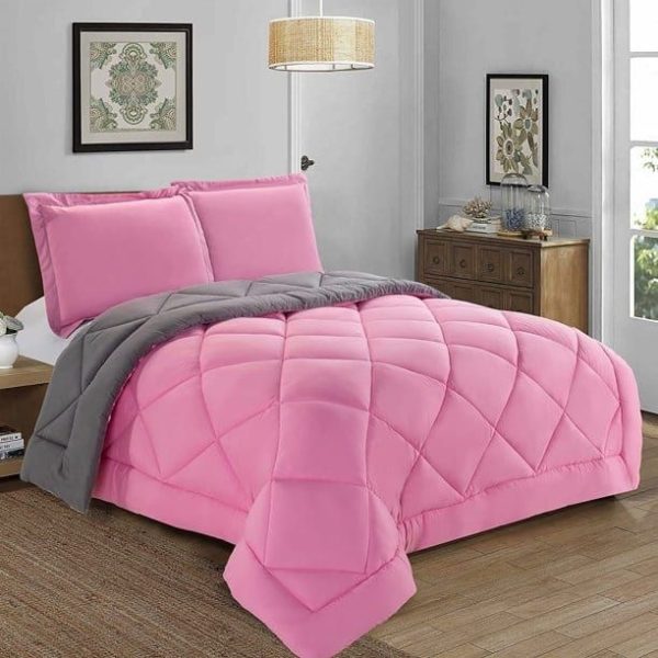 Pink & Grey 5 Pc Comforter set