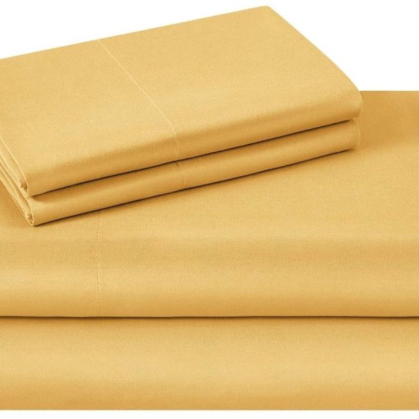 4 Piece Bed Sheet Set-Luxury Wrinkle Resistant Egyptian Comfort-Gold