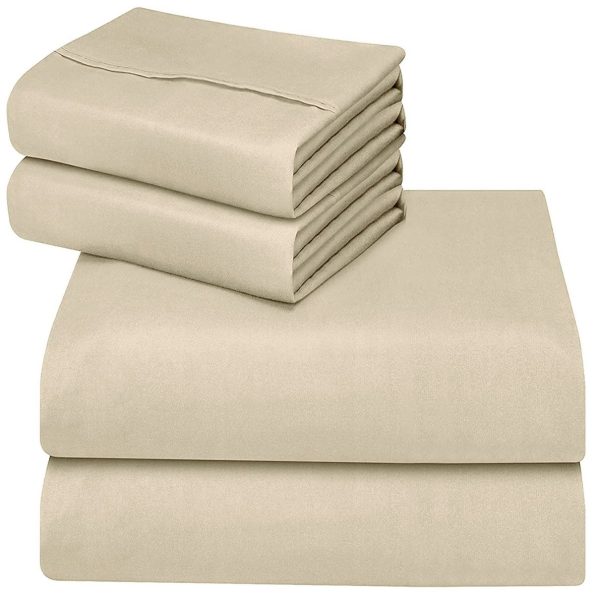 4 Piece Bed Sheet Set-Luxury Wrinkle Resistant Egyptian Comfort-Cream/Beige