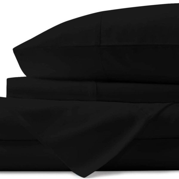 4 Piece Bed Sheet Set-Luxury Wrinkle Resistant Egyptian Comfort–Black