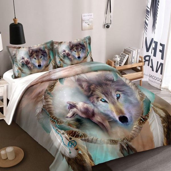 3D Printed Wolf Duvet Cover Set
