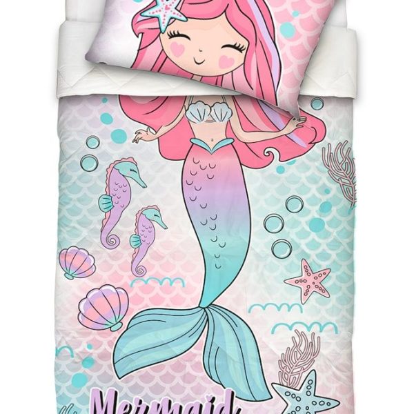 Girls Mermaid Duvet Cover Set - Double