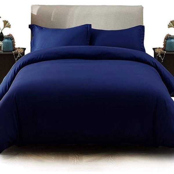 Duvet Cover Set - Luxury Wrinkle Resistant Egyptian Comfort – Navy Blue - Three Quarter
