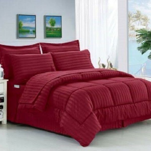 5pc Stripe Comforter Red