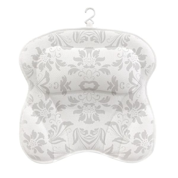 Iconix - Breathable Comfort 3D Quilted Mesh Bath Pillow - Grey Flowers