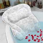 Iconix - Breathable Comfort 3D Quilted Mesh Bath Pillow - Grey Flowers - Image 2