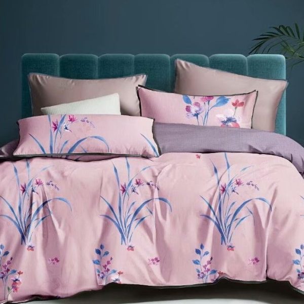 Linen Boutique - Duvet Cover Set Reversible-Florist-LightPinkGrey - King