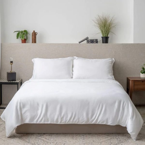 Relax Collection T-200 Cotton percale fitted sheet & pillow cases- White
