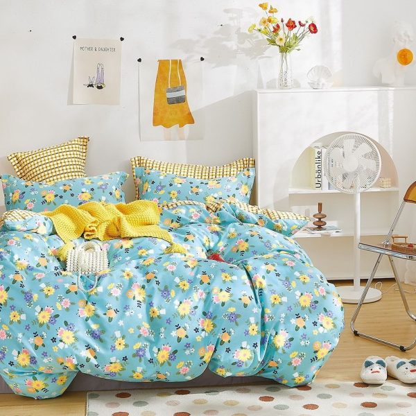 Linen Boutique - Duvet Cover Cotton Set-Botanical Garden-YellowTurquoise
