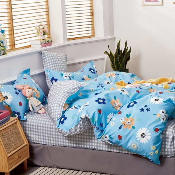 Linen Boutique - Duvet Cover Cotton Set-Botanical Garden-LightSkyBlue