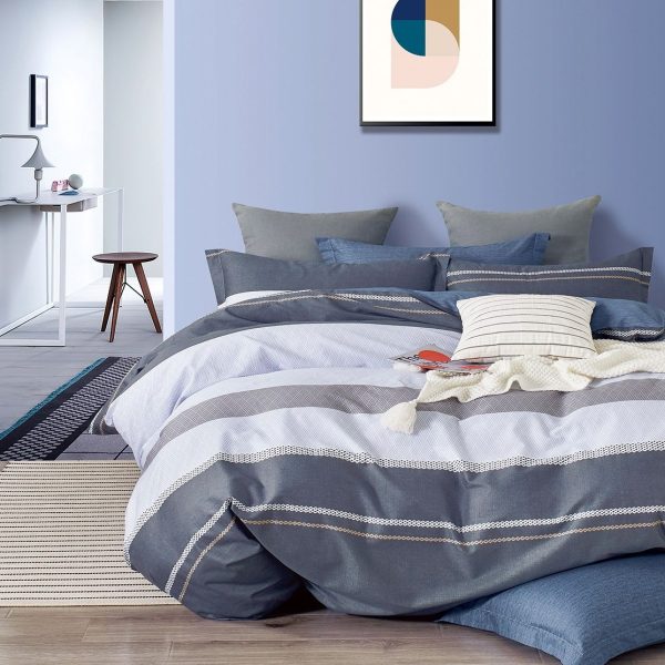 Linen Boutique - Duvet Cover Cotton Set-Time to Relax-Stripes Greys
