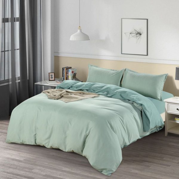 Linen Boutique - Duvet Cover Set Reversible Solid - Light Green