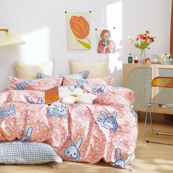 Linen Boutique - Kids Cotton Duvet Cover Set - Cute Bunny - Three Quarter