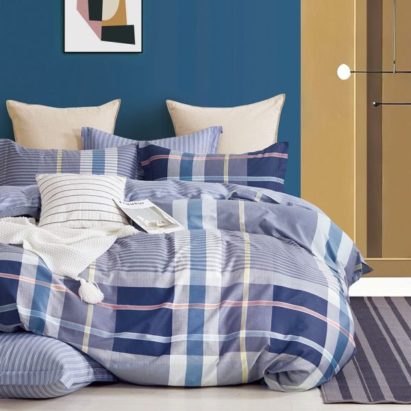 Linen Boutique - Duvet Cover Cotton Set-Time to Relax-StripesBlues