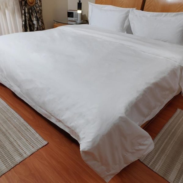 Dreyer Linen 100% Cotton Percale 200TC Oxford Duvet Cover Set - White