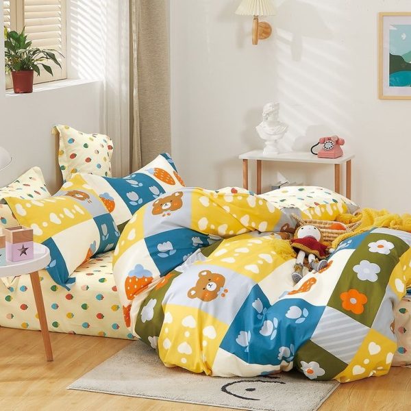 Linen Boutique - Kids Cotton Duvet Cover 3 Piece Set - Bear Loves Strawberries