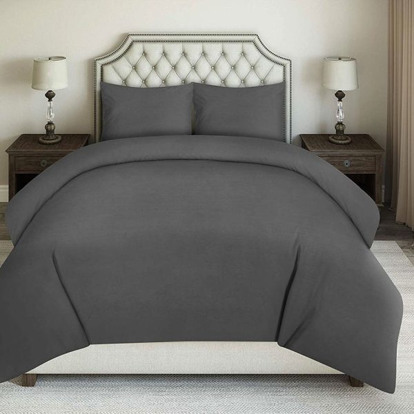 Wonder Towel Luxury Crease-free Hotel Duvet Cover Set Queen Dark Grey