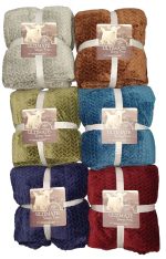 Sherpa Plush Blanket Chevron Patterned - Blue - Image 2