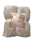 Sherpa Plush Blanket Chevron Patterned - Blue - Image 5