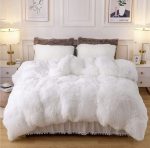 5 Piece Plain White Fluffy Comforter Set