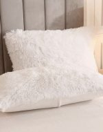 5 Piece Plain White Fluffy Comforter Set - Image 3