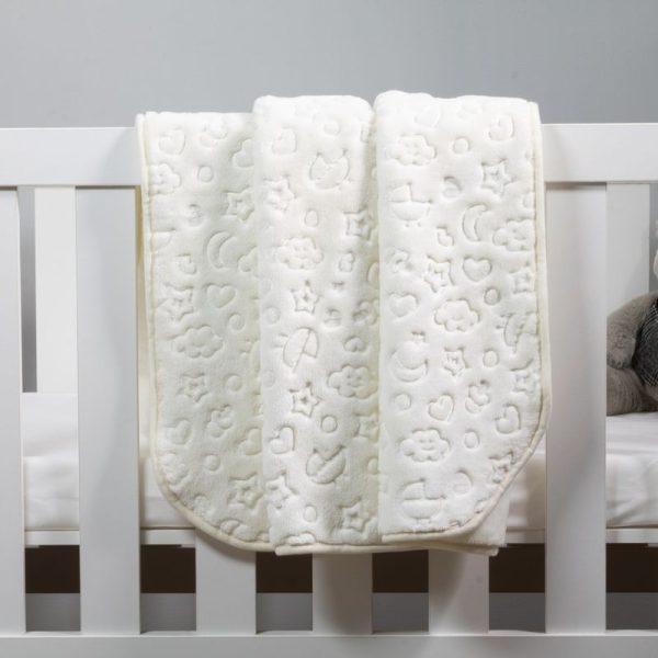 Sesli Mink Embossed Baby Blanket - Cream Pattern