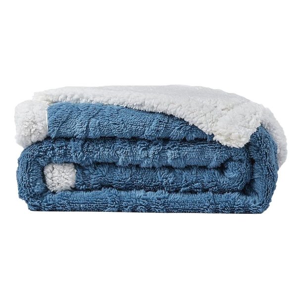Plush Double-sided Thick Solid Fleece Blanket - Blue