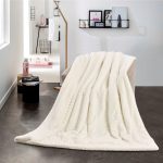 Sastro - New Reversible Throw Striped Flannel Sherpa Fleece Blanket