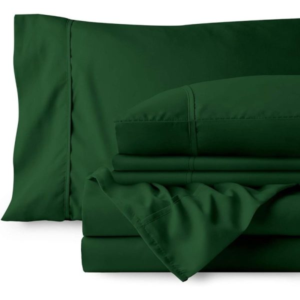 4 Piece Bedsheet Set-Luxury Wrinkle Resistant Egyptian Comfort Forest Green
