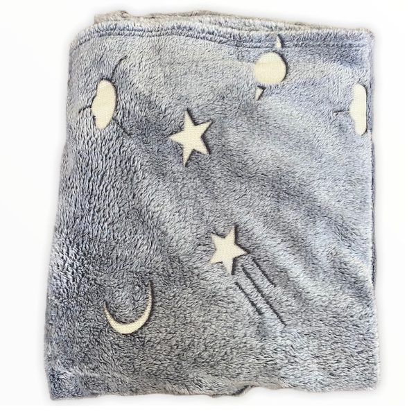 Glow In The Dark Night Sky, Star, Moon Design Luminous Blanket