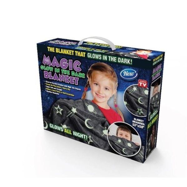 Magic Glow in The Dark Blanket Throw with Star Sky Objects