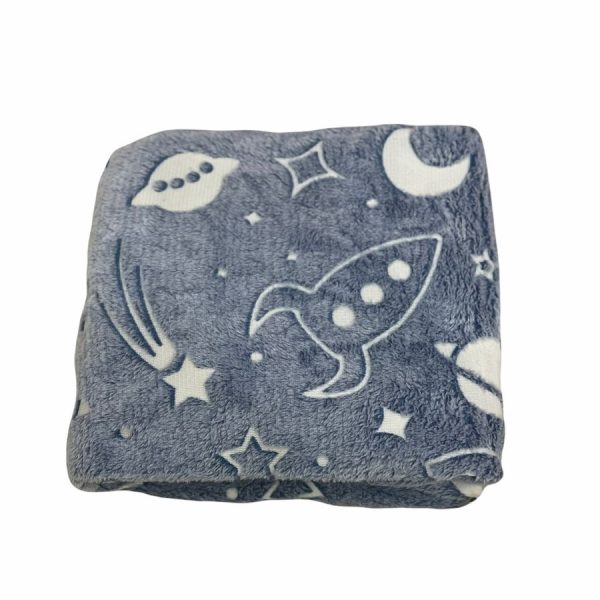 Magic Glow in The Dark Blanket Throw with Star Sky Objects