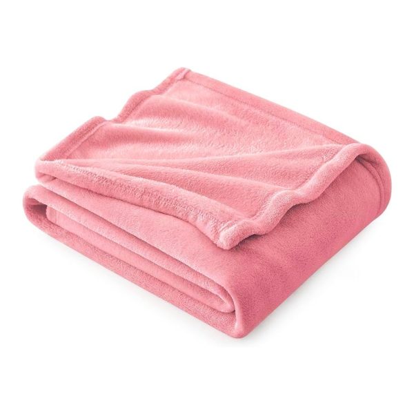 210cm x 150cm Plain Plush Suede Tecture Fleece Throw Blanket - Pink