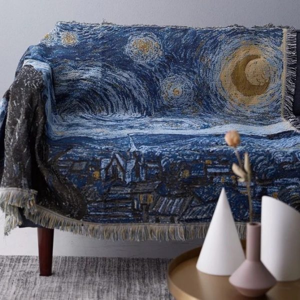 Van Gogh Starry Night Tapestry Decoration Sofa Knitted Blanket Cover