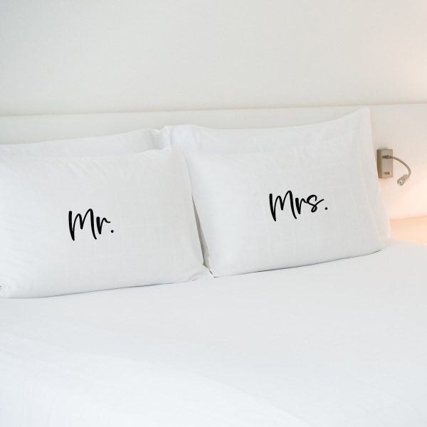 Mr & Mrs Matching wedding polycotton pillowcase set